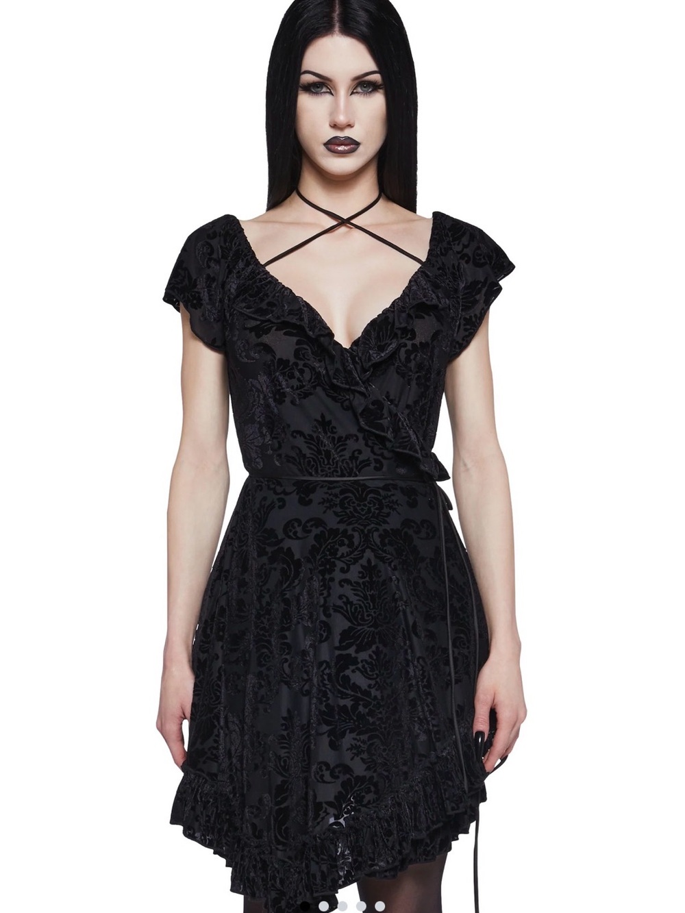 Dolls Kill Burnout Velvet Choker Dress